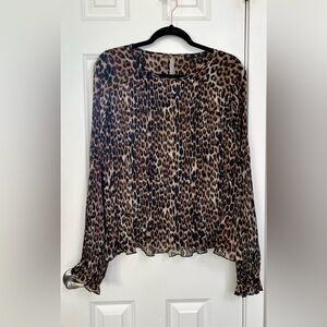 Express Leopard Long Sleeve Blouse NWOT